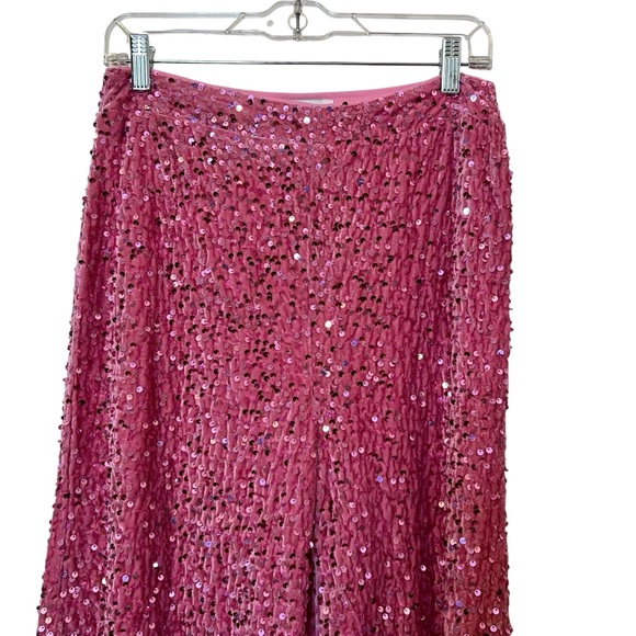 Faeriesty pink sequin wide leg pants in size large. - Picture 6 of 11